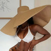 Women's Oversized Wide Brim Sun Hat - Foldable, UV Protection 53cm