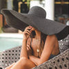 Women's Oversized Wide Brim Sun Hat - Foldable, UV Protection 53cm