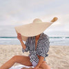 Women's Oversized Wide Brim Sun Hat - Foldable, UV Protection 53cm