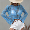 Beach Coverup Knit Trumpet Sleeve Loose Round Neck