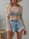 Beach Coverup Knit Trumpet Sleeve Loose Round Neck