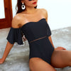 Bandeau Ruffle Off Shoulder High Waist One Piece Swimsuit