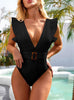 Ruffle Sleeve One-piece V-neck Swimsuit