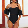 Bandeau Ruffle Off Shoulder High Waist One Piece Swimsuit