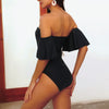 Bandeau Ruffle Off Shoulder High Waist One Piece Swimsuit