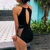 Sexy Mesh Cut Deep V Neck High Waist One Piece Swimsuit