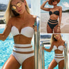 V Neck Strapless Push Up Bra High Waist Bikini Set