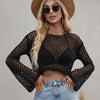 Beach Coverup Knit Trumpet Sleeve Loose Round Neck